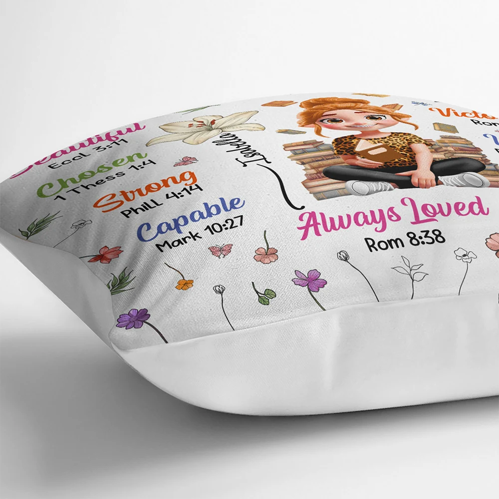 Gift For Bestie, Christmas, Funny - Birth Flower Bible Verse God Says I Am - Personalized Pillow