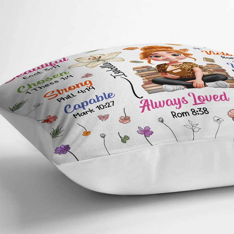 Gift For Bestie, Christmas, Funny - Birth Flower Bible Verse God Says I Am - Personalized Pillow