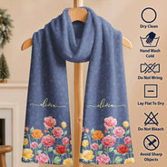 Christmas,Cozy,Gift For Yourself,Gift For Women,Icon - Birth Flower Blooming In Love - Personalized Fleece Scarf