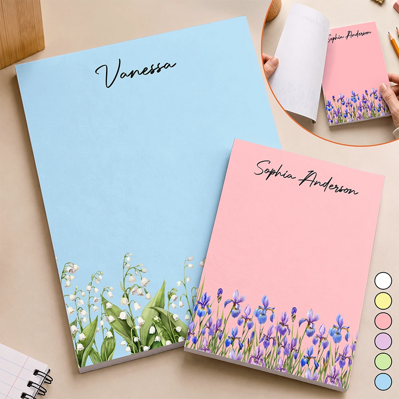 Cozy,Gift For Yourself,Icon - Birth Flower Blooming In Love - Personalized Notepad