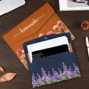 Back To School, Gift For Yourself, Gift For Women, Cozy, Icon - Birth Flower Blooms - Personalized Leather Sleeve