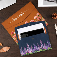 Back To School, Gift For Yourself, Gift For Women, Cozy, Icon - Birth Flower Blooms - Personalized Leather Sleeve
