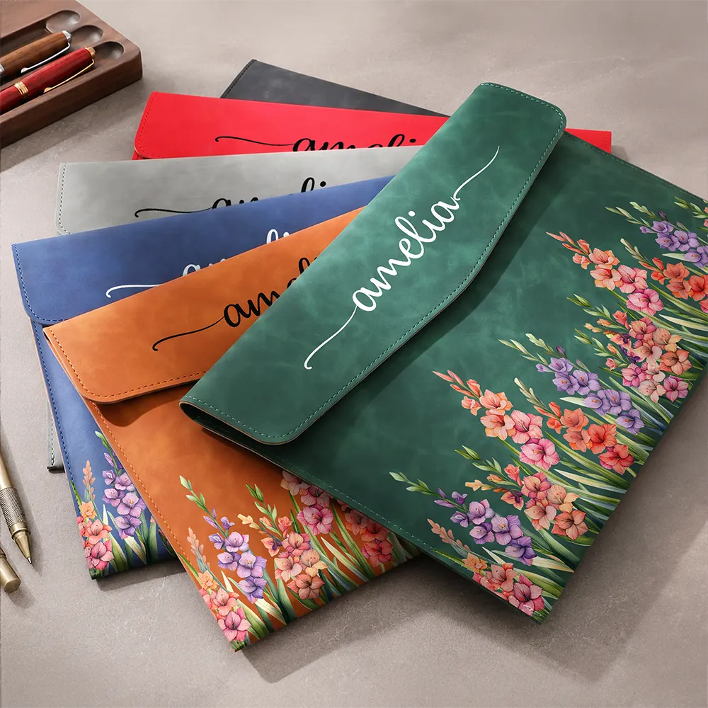 Back To School, Gift For Yourself, Gift For Women, Cozy, Icon - Birth Flower Blooms - Personalized Leather Sleeve