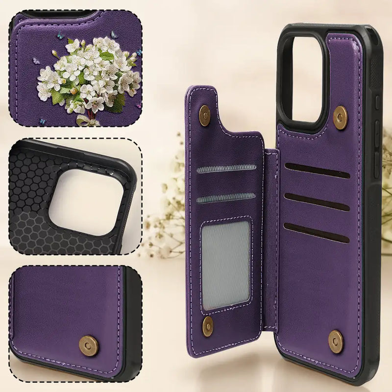 Gift For Yourself, Gift For Women, Gift For Men, Happy - Birth Flower Bouquet And Name - Personalized Leather Flip Wallet Phone Case