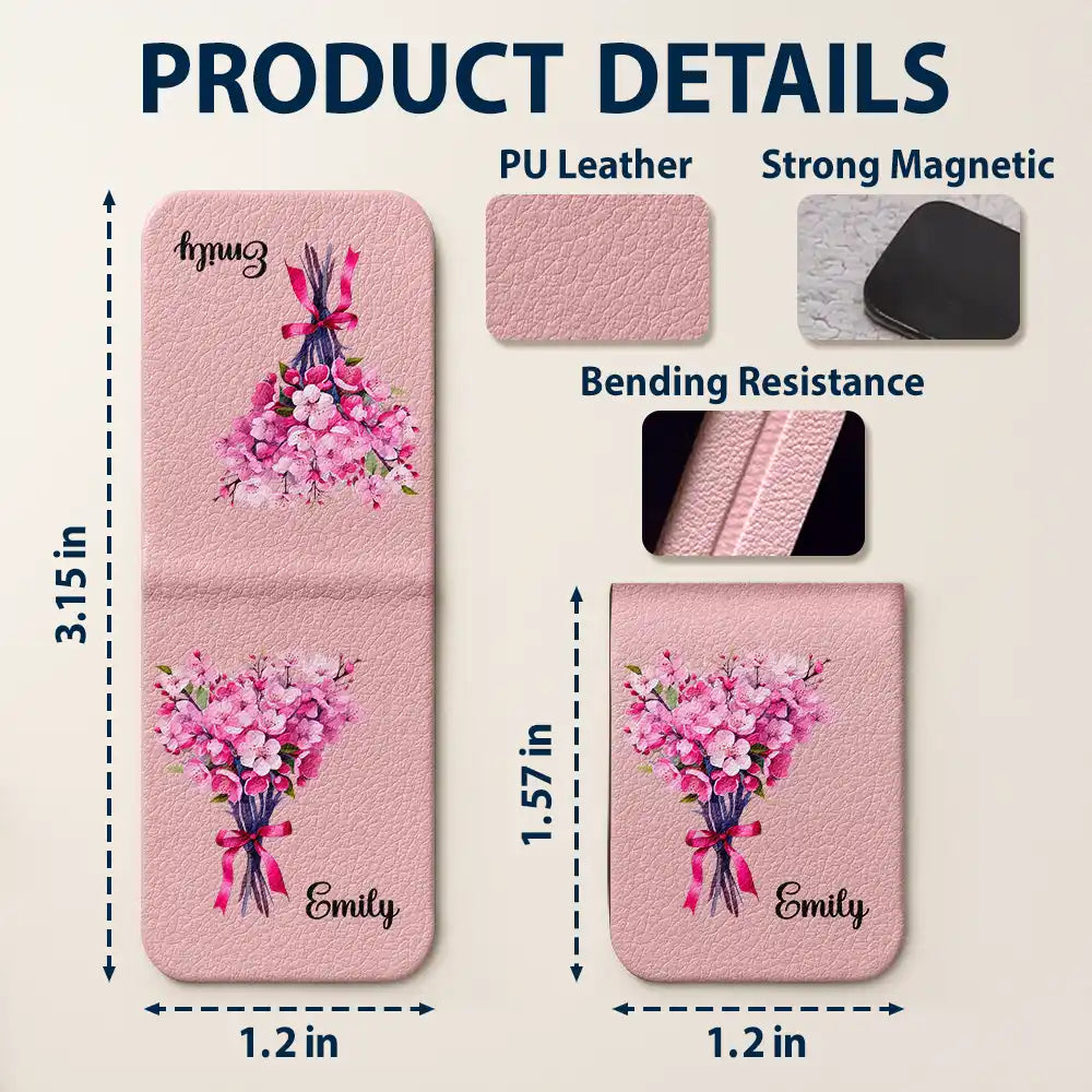 Reading, Gift For Yourself, Gift For Women, Happy - Birth Flower Bouquet Book Keepsake - Personalized Leather Magnetic Bookmark