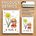 Back To School,Gift For Daughter,Gift For Children,Confident,Vector,Icon - Birth Flower Cartoon Character For Kids, Sisters, Besties - Personalized Sketchbook