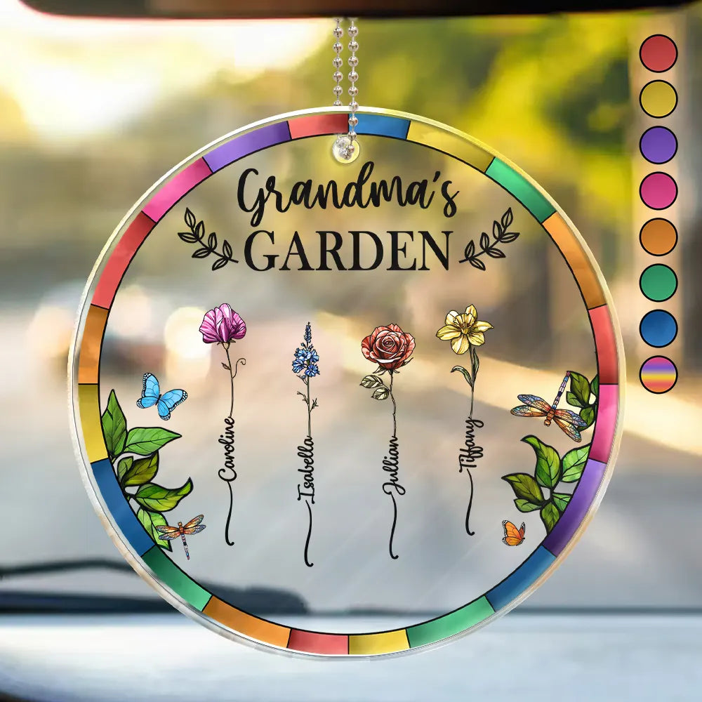 Birth Flower Grandma's Garden - Personalized Acrylic Car Hanger