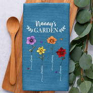 Gift For Mother,Gift For Grandma,Gift For Wife,Happy - Birth Flower Grandma's Garden - Personalized Kitchen Towel