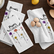 Gift For Mother,Gift For Grandma,Gift For Wife,Happy - Birth Flower Grandma's Garden - Personalized Kitchen Towel
