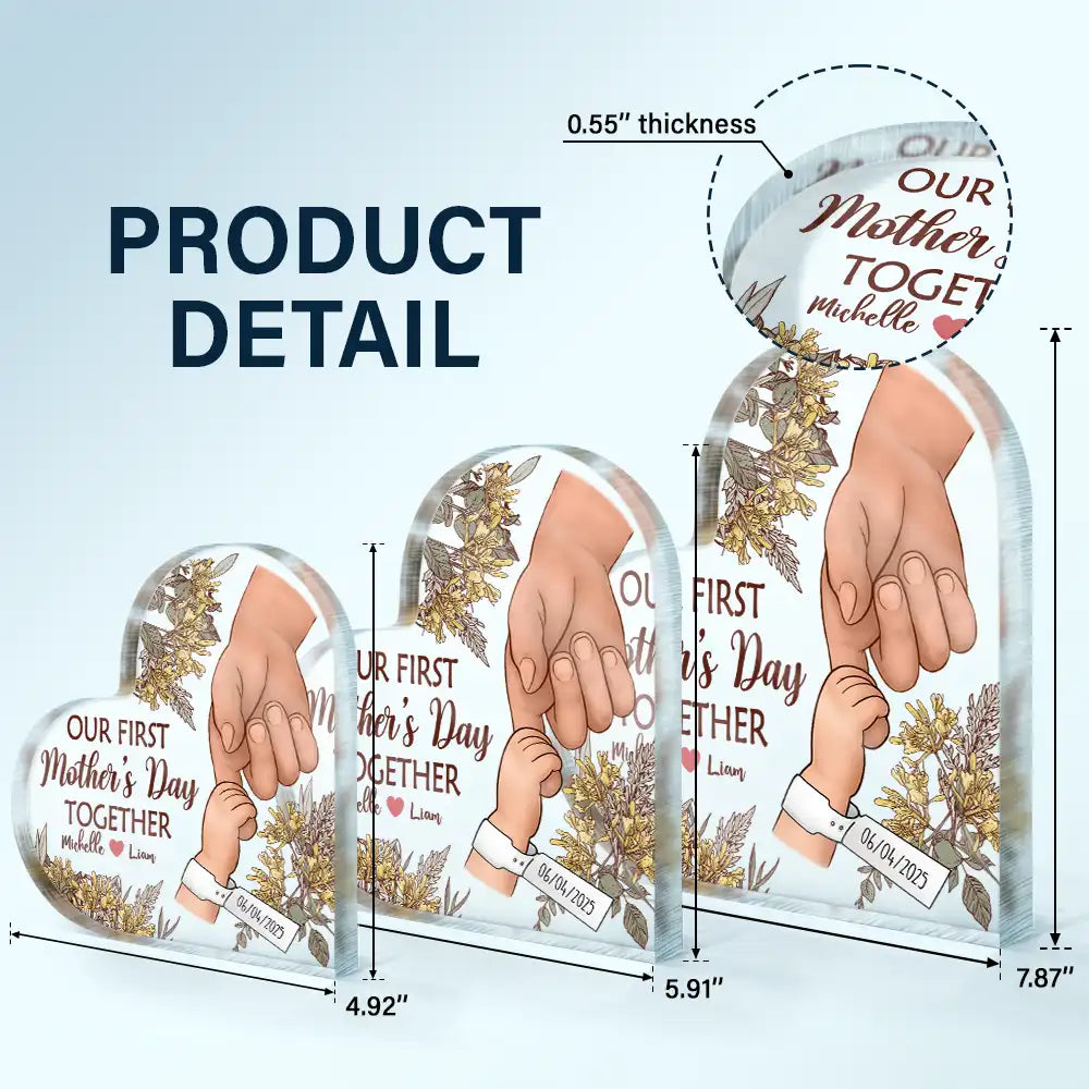 New Mom,New Dad,New baby,Gift For Mother,Love,Happy - Birth Flower Great Job New Mom - Personalized Heart Shaped Acrylic Plaque