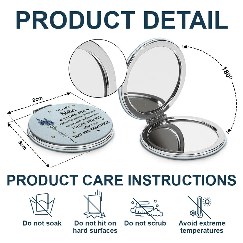 Gift For Daughter,Gift For Grandkids,Gift For Sisters,Gift For Bestie,Love,Gift For Women - Birth Flower My Daughter You Are Beautiful - Personalized Circle Compact Mirror