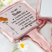 Gift For Daughter, Gift For Grandkids, Gift For Sisters, Gift For Bestie, Love, Top Market, Gift For Women - Birth Flower My Daughter You Are Beautiful - Personalized Handheld Mirror