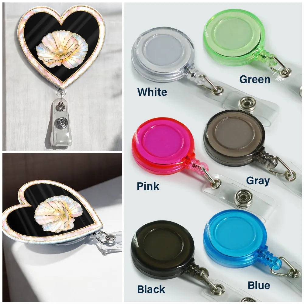 Nurse,Teacher,Gift For Women,Happy - Birth Flower Nacre Effect Custom Shape - Personalized Badge Reel