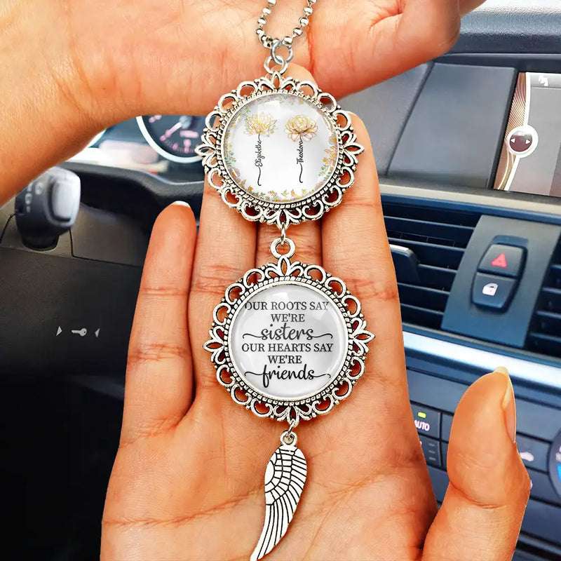 Gift For Sisters, Love - Birth Flower Sisters From The Same Garden - Personalized Photo Pendant Charm