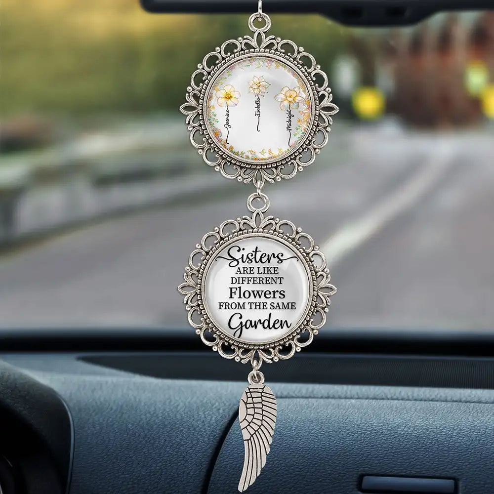Gift For Sisters, Love - Birth Flower Sisters From The Same Garden - Personalized Photo Pendant Charm