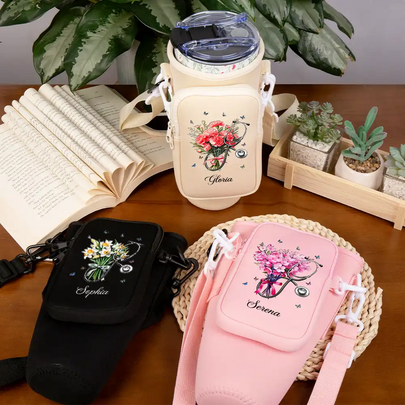 Birth Flower Stethoscope - Personalized Bottle Carrier Bag
