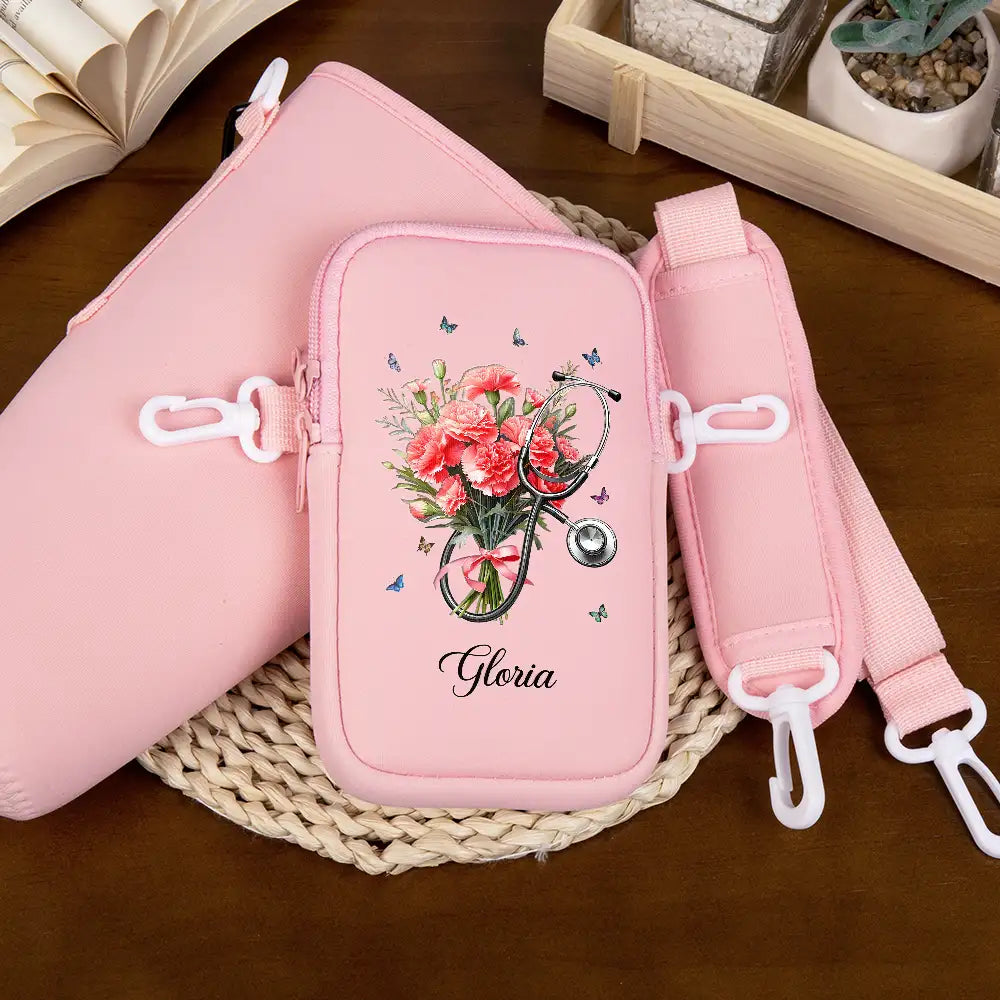 Birth Flower Stethoscope - Personalized Bottle Carrier Bag