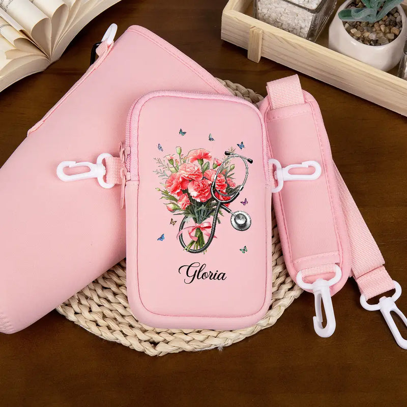 Birth Flower Stethoscope - Personalized Bottle Carrier Bag