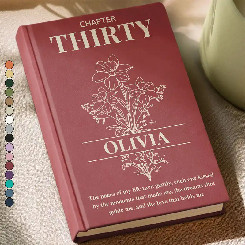 Gift For Mother, Gift For Daughter, Love - Birth Flower The Pages Of My Life Turn Gently - Personalized Hardcover Journal