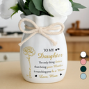 Gift For Daughter,Mom,Daughters (Adult),Happy - Birth Flower Watching You Be A Mom - Personalized Ribbon Tie Flower Vase