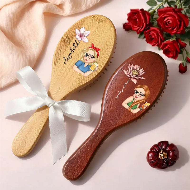 Gift For Wife,Gift For Girlfriend,Gift For Women,Gift For Yourself,Gift For Aunt,Gift For Mother,Gift For Grandma,Gift For Daughter,Gift For Sisters,Gift For Bestie,Happy - Birth Flowers Woman Bloom Where You're Planted - Personalized Wooden Hair Brush