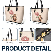 Gift For Yourself,Gift For Women - Birth Month Flower Blooming - Personalized Leather Tote Bag