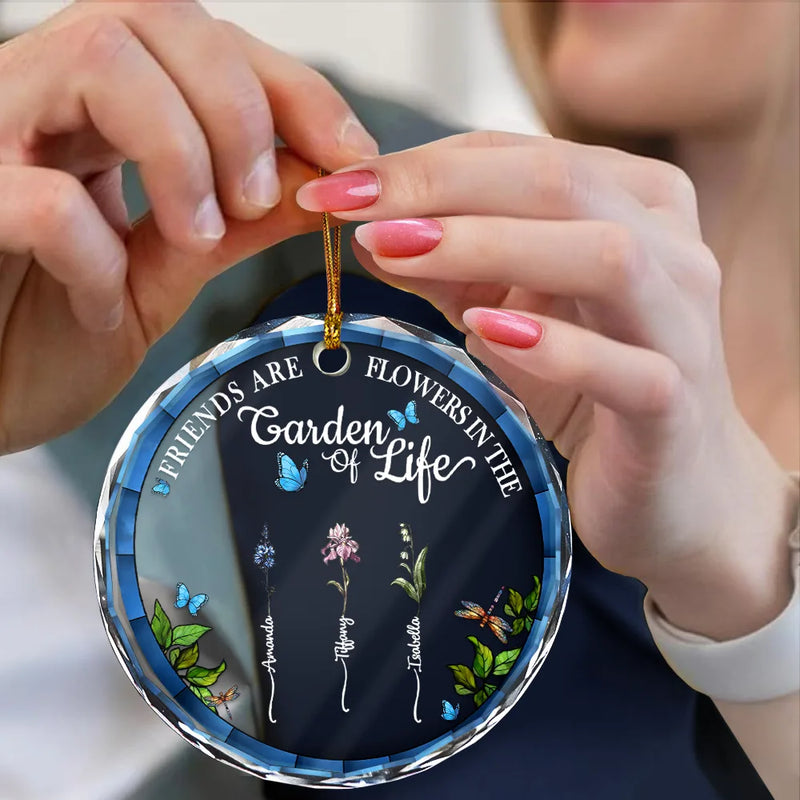Gift For Bestie,Old Best friends,Love,Christmas - Birth Month Flower Grow An Old Friend - Personalized Circle Glass Ornament