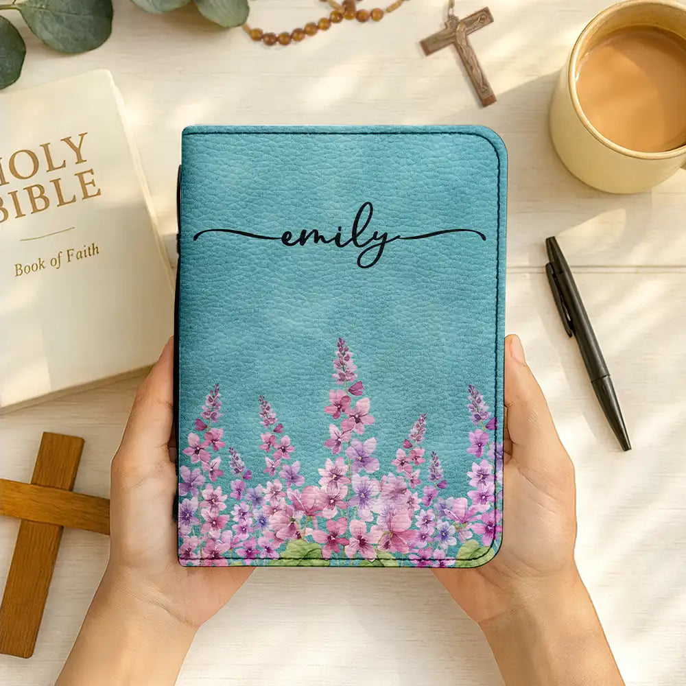 Gift For Yourself, Gift For Women, Happy - Birth Month Flower Watercolor Blooming In Love - Personalized Bible Cover