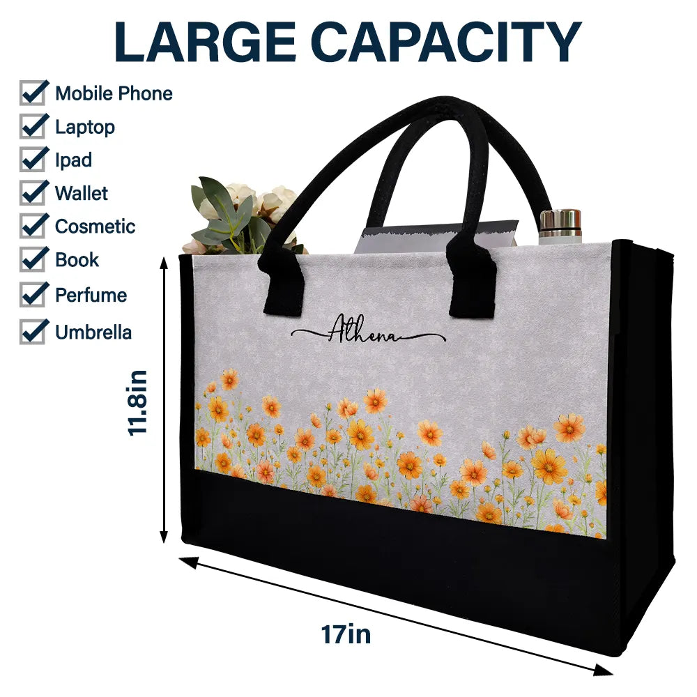 Gift For Yourself, Gift For Women, Happy - Birth Month Flower Watercolor Blooming In Love - Personalized Canvas Tote Bag