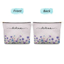 Gift For Yourself,Gift For Women,Happy - Birth Month Flower Watercolor Blooming In Love - Personalized Cosmetic Bag