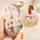 Gift For Yourself, Gift For Women, Happy - Birth Month Flower Watercolor Blooming In Love - Personalized Jewelry Box With Handle