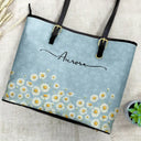 Gift For Yourself,Gift For Women,Happy -  Birth Month Flower Watercolor Blooming In Love - Personalized Leather Tote Bag