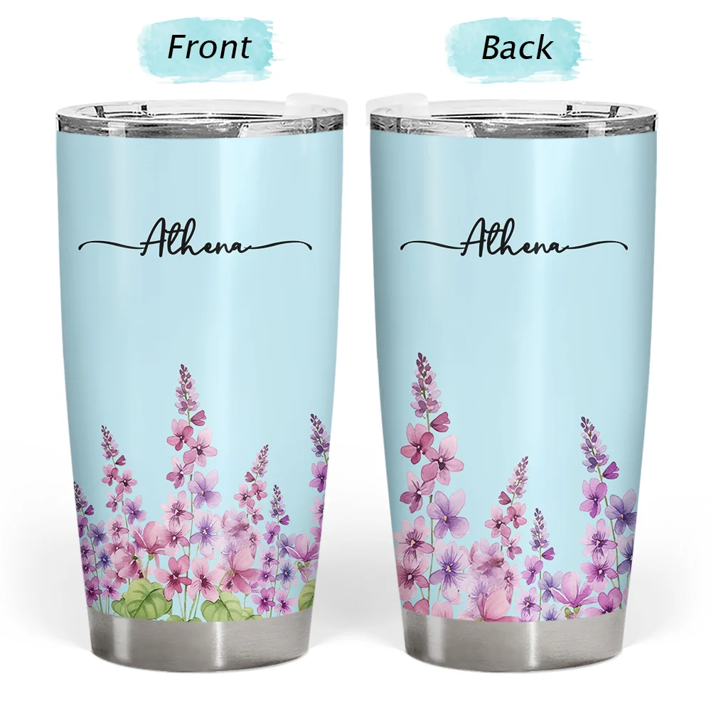 Gift For Yourself, Gift For Women, Happy - Birth Month Flower Watercolor Blooming In Love - Personalized Tumbler