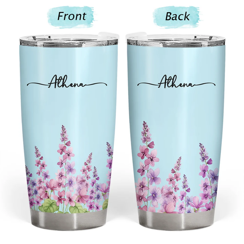 Gift For Yourself, Gift For Women, Happy - Birth Month Flower Watercolor Blooming In Love - Personalized Tumbler