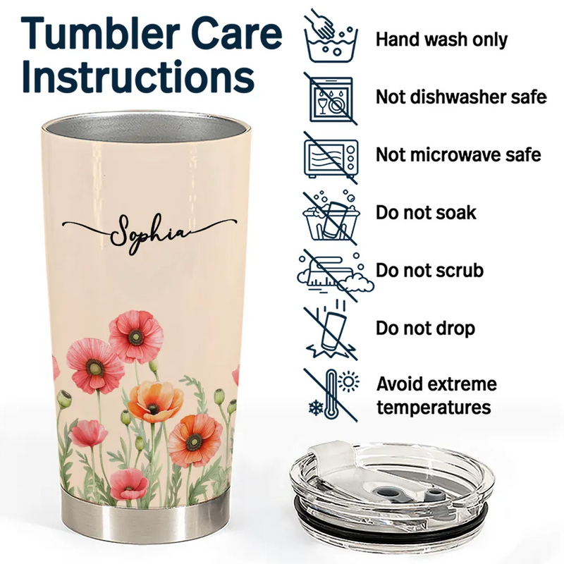 Gift For Yourself, Gift For Women, Happy - Birth Month Flower Watercolor Blooming In Love - Personalized Tumbler