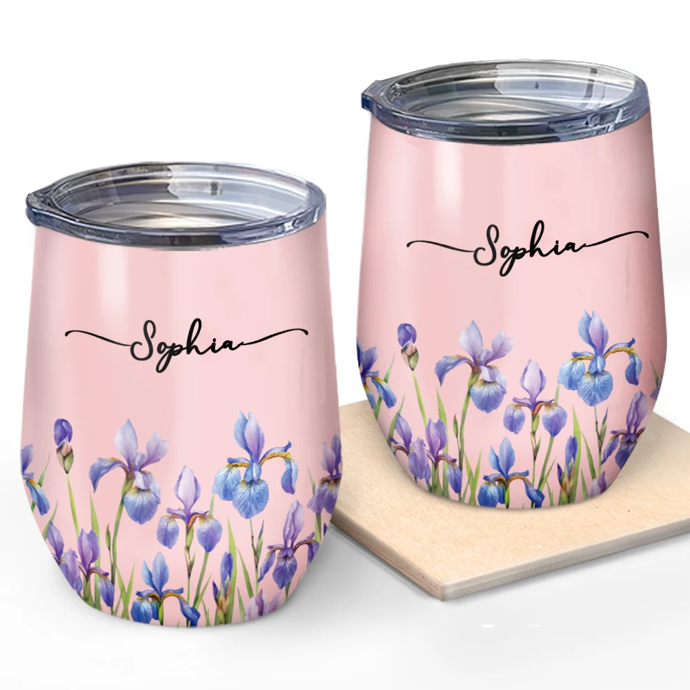 Gift For Yourself, Gift For Women, Happy - Birth Month Flower Watercolor Blooming In Love - Personalized Wine Tumbler