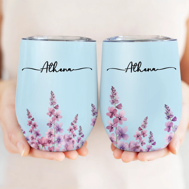 Gift For Yourself, Gift For Women, Happy - Birth Month Flower Watercolor Blooming In Love - Personalized Wine Tumbler