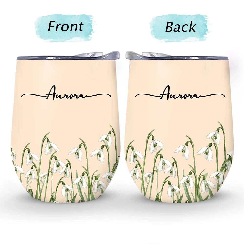 Gift For Yourself, Gift For Women, Happy - Birth Month Flower Watercolor Blooming In Love - Personalized Wine Tumbler