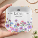 Gift For Yourself, Gift For Women, Gift For Daughter, Gift For Bestie, Graduation, Happy - Birth Month Flower Watercolor Blooming In Love Graduation - Personalized Ring Dish