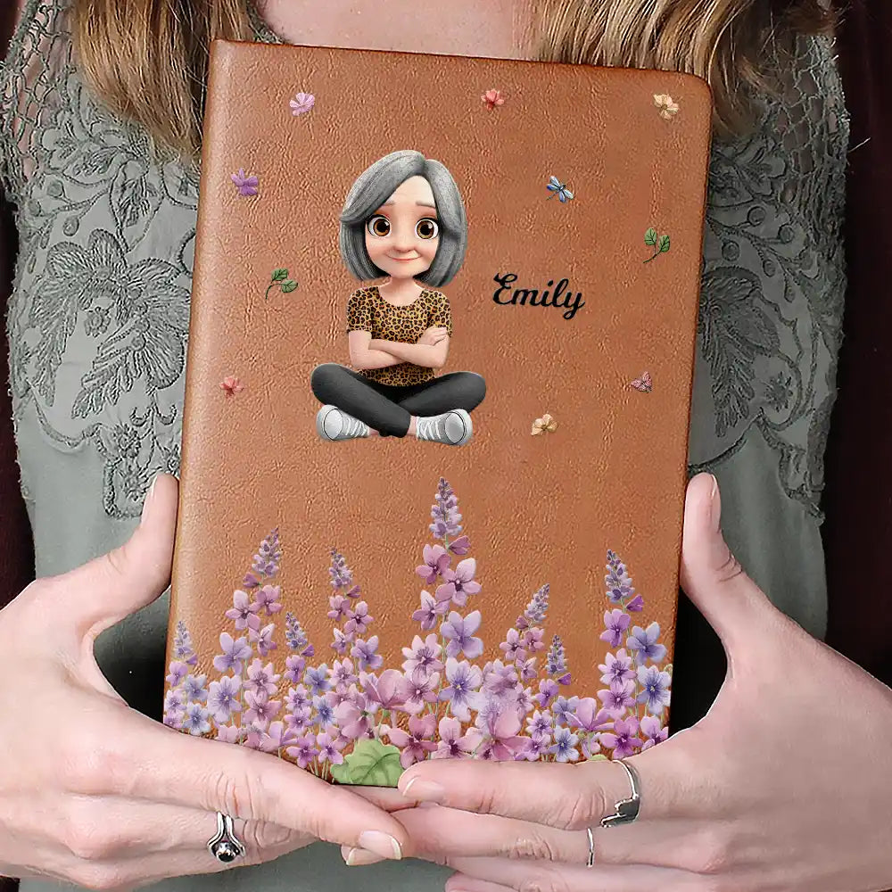 Gift For Yourself,Gift For Women,Happy - Birth Month Flower Watercolor Woman Kid Girl - Personalized Leather Journal