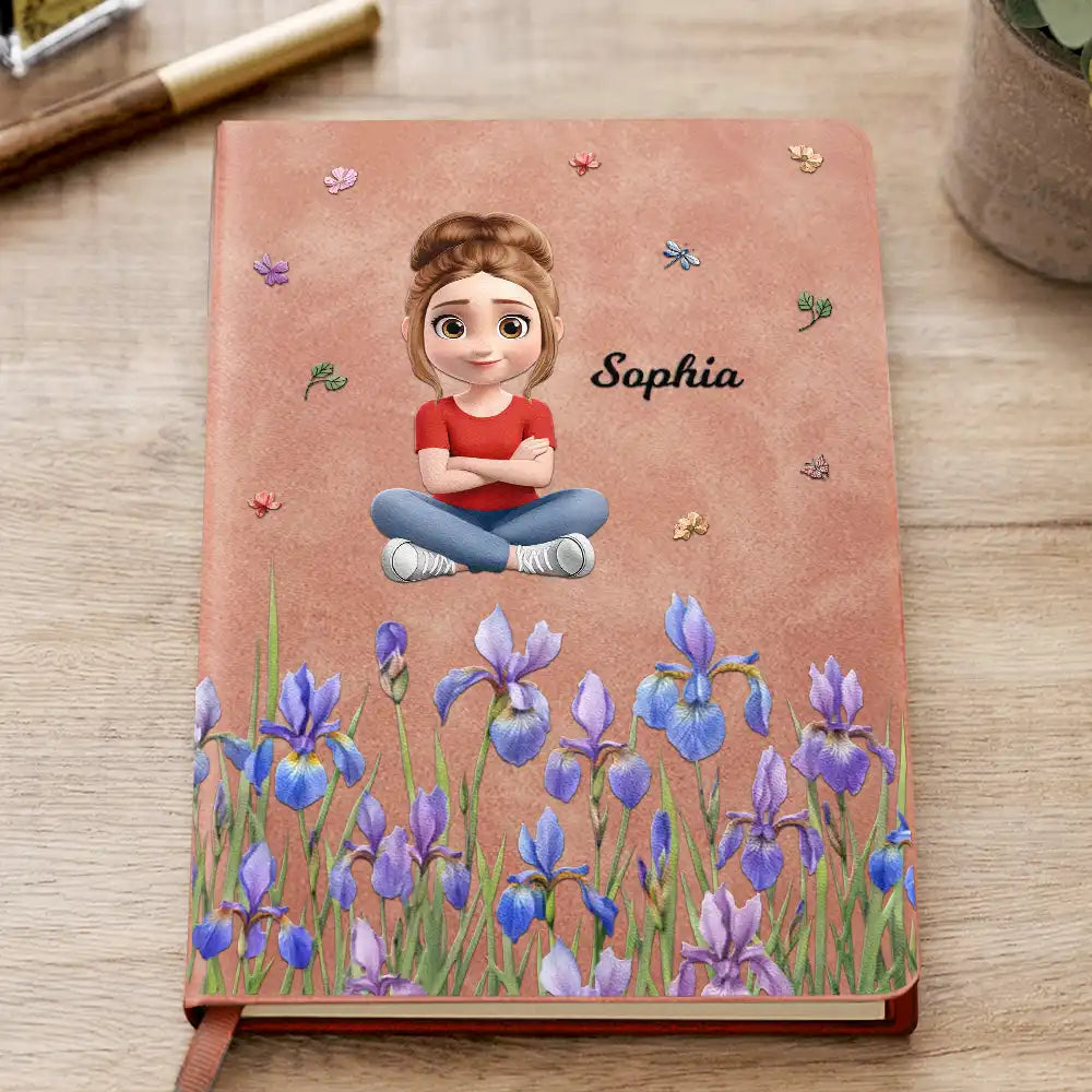 Gift For Yourself,Gift For Women,Happy - Birth Month Flower Watercolor Woman Kid Girl - Personalized Leather Journal