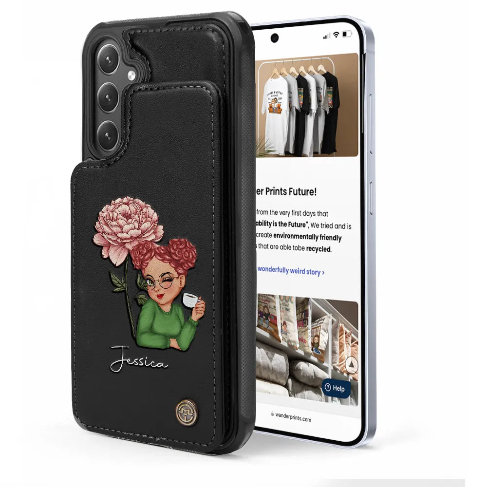 Happy,Gift For Yourself,Gift For Wife,Gift For Women,Gift For Grandma - Birth Month Flowers Bloom Where You're Planted Women - Personalized Leather Flip Wallet Phone Case