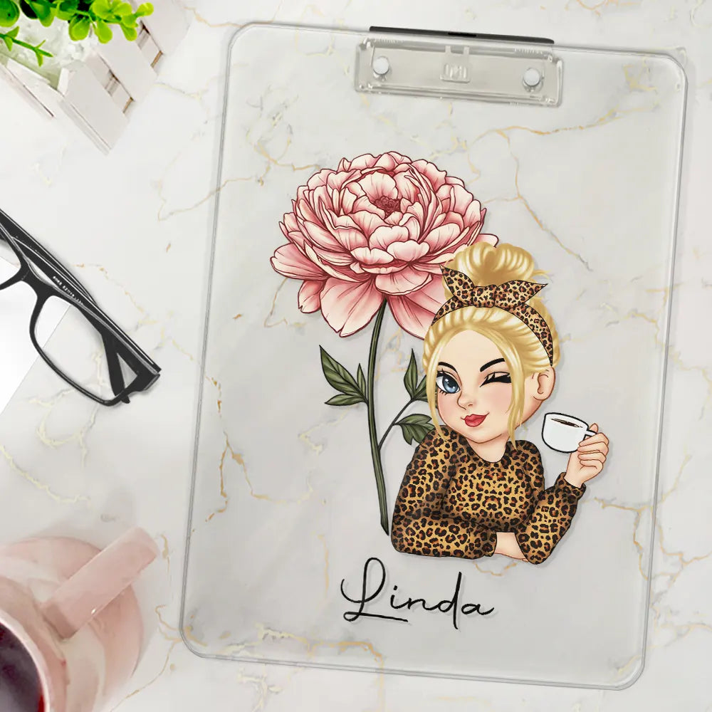 Gift For Women, Gift For Yourself - Birth Month Flowers Bloom Where You're Planted Women - Personalized Acrylic Clipboard