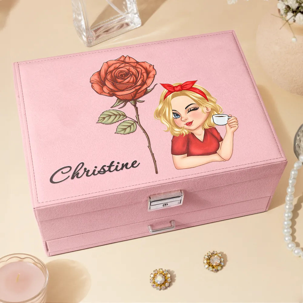 Gift For Yourself, Happy, Gift For Women - Birth Month Flowers Bloom Where You're Planted Women - Personalized Jewelry Storage Box