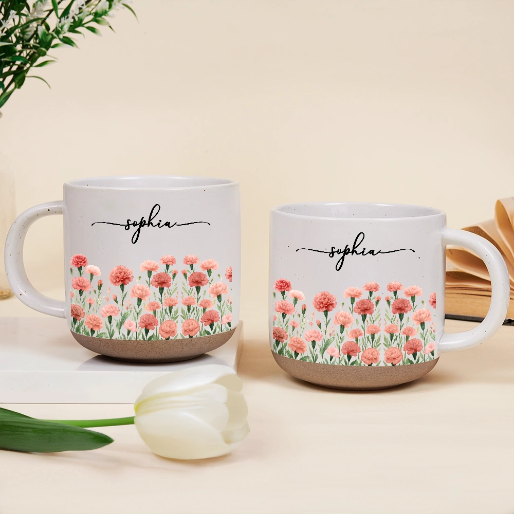 Top Market,Confident,Gift For Yourself,Gift For Women,Icon - Birth Month Flowers In Bloom - Personalized Pottery Mug