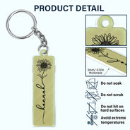 Confident,Icon - Birth Month Flowers Sketch Bloom Where You're Planted - Personalized Acrylic Keychain