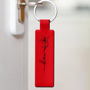 Confident,Icon - Birth Month Flowers Sketch Bloom Where You're Planted - Personalized Custom Shaped Leather Keychain