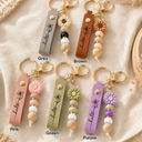 Top Market, Gift For Yourself, Adorable, Icon - Birth Month Flowers Sketch Bloom Where You're Planted - Personalized Leather Beaded Keychain