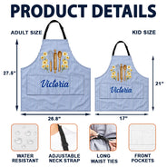 Top Market,Gift For Yourself,Cooking,Gift For Women,Icon,Happy - Birth Flower Striped Pattern - Personalized Apron