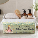 Reading,Gift For Yourself,Gift For Women,Vector,Happy - Birth Month Flower Just A Girl Who Loves Books - Personalized Storage Basket